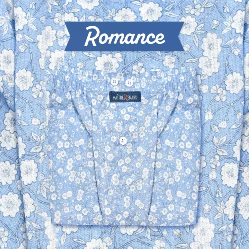 caleçon homme classique coupe française coton fabriqué au portugal motif floral fleurs bleu