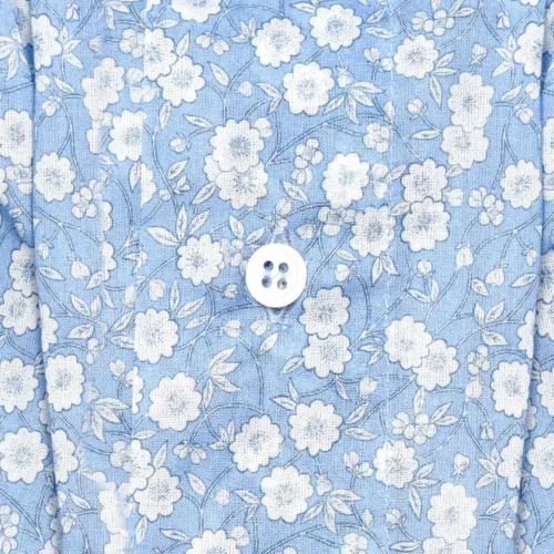 caleçon homme classique coupe française coton fabriqué au portugal motif floral fleurs bleu
