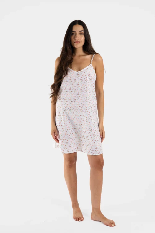 nuisette femme fraise en coton fine bretelle