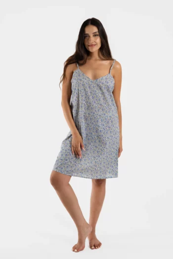 nuisette fines bretelles fleurs liberty en voile de coton