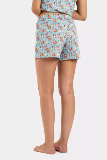 short avec noeud femme pyjama fleur satin coton