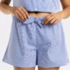 short calecon femme long avec noeud rayé bleu broadway