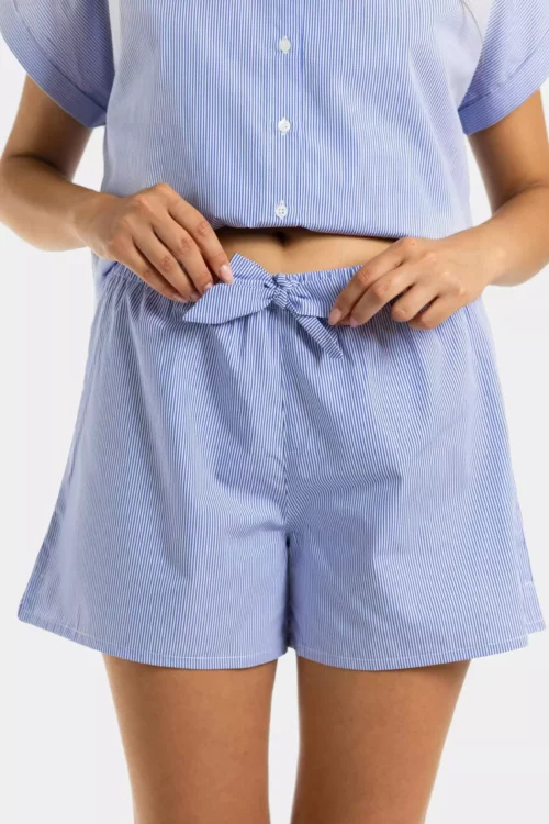 short calecon femme long avec noeud rayé bleu broadway
