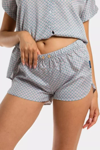 short calecon femme en satin de coton motif inde