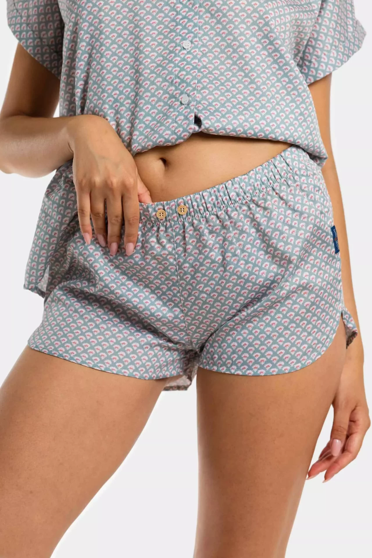 short calecon femme en satin de coton motif inde