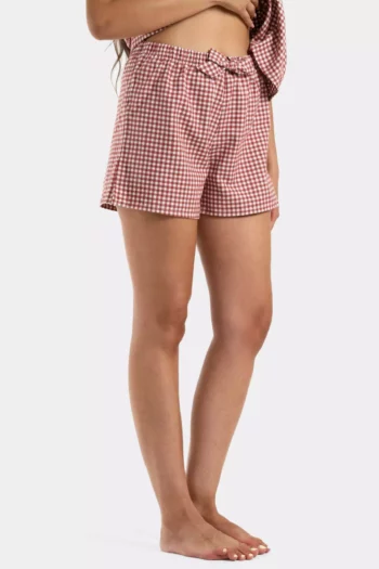 short calecon pilou flanelle femme carreaux rouge pyjama hiver court