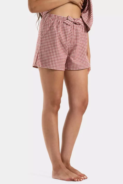 short calecon pilou flanelle femme carreaux rouge pyjama hiver court