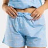 short pyjama motif surfeuse mer en popeline de coton
