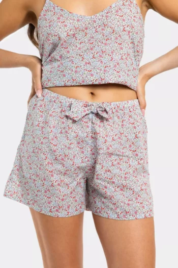 short pyjama noeud femme liberty rose