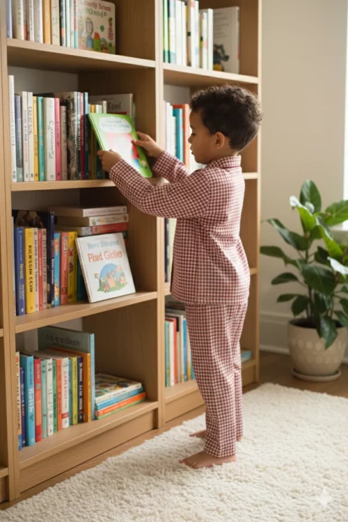 Pyjama long garçon - Everest - Vichy rouge