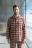 Pyjama long homme classique flanelle coton carreaux rouge fabrique au portugal