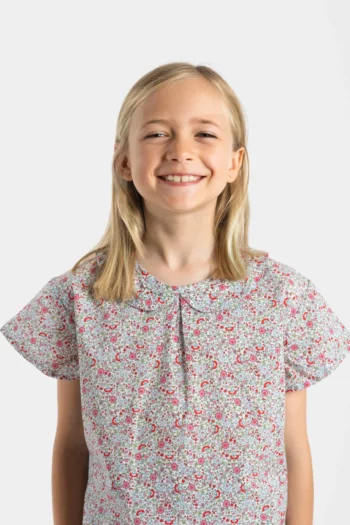 pyjama court fille voile de coton liberty rose fabrique au portugal 2