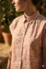 Chemisier femme, manches courtes liberty rouge coquelicot