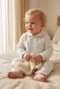 Pyjama Combi, bébé flanelle coton souris. Lapin fleurs bleu 2