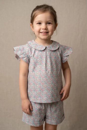 Pyjama court fille - Liberty Rose & Vert