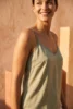 caraco femme vert lichen fines bretelles voile de coton