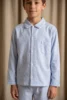 pyjama enfant vichy carreaux bleu en flanelle de coton pilou