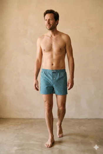 Vue détaillée : Caleçon homme classique - Hippopotame (Réf : 2430000016110) en voile de coton ( coton très léger ). Vêtement de type homme. Maître Renard.