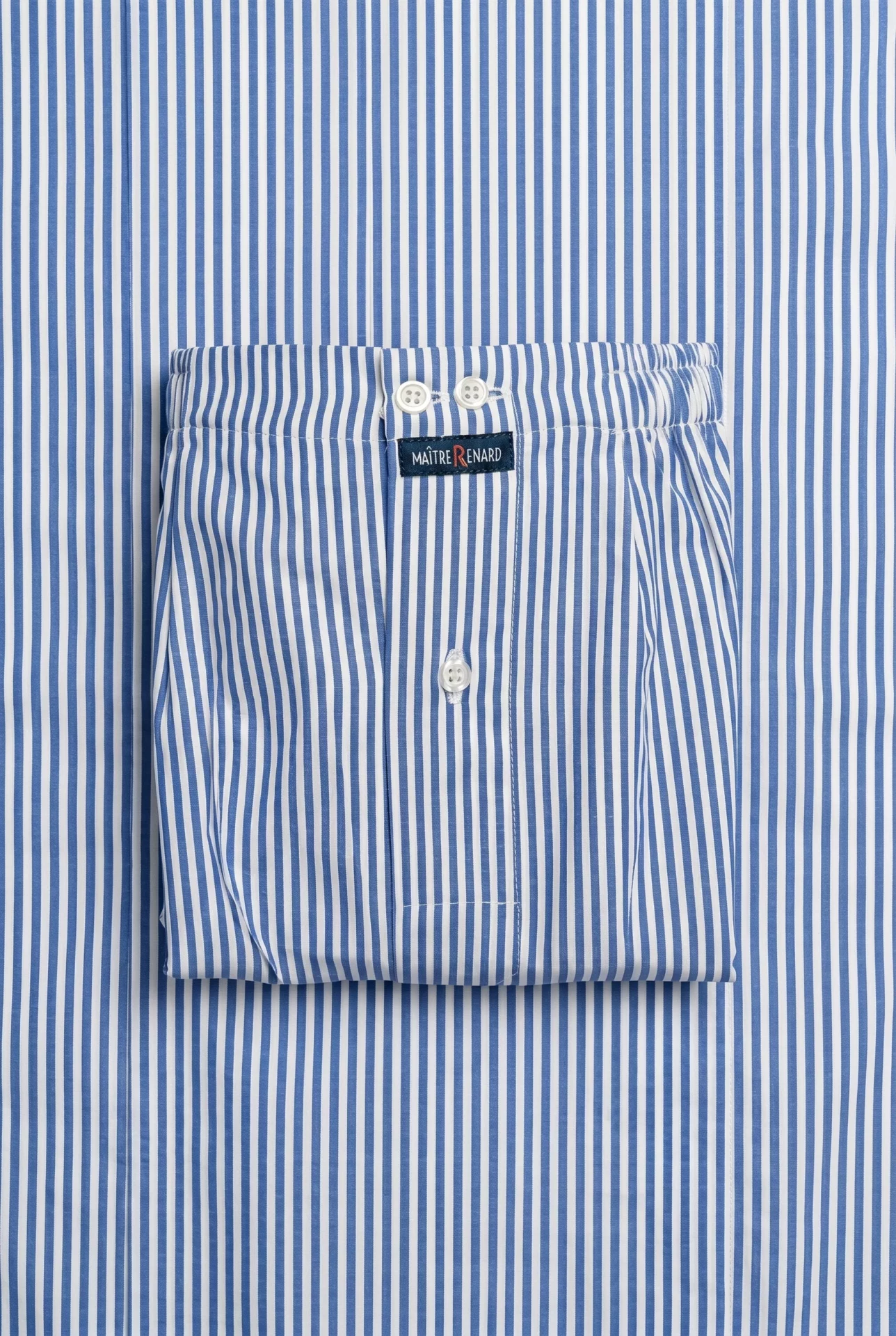 Zoom texture et finitions : Caleçon homme classique - Manhattan (Réf : 2430000015793) en popeline de coton ( coton léger ). Vêtement de type caleçons homme. Maître Renard.