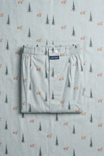 Vue d'ensemble : Caleçon homme classique - Renard neige (Réf : 2430000016165) en flanelle de coton ( coton chaud ). Vêtement de type homme. Maître Renard.