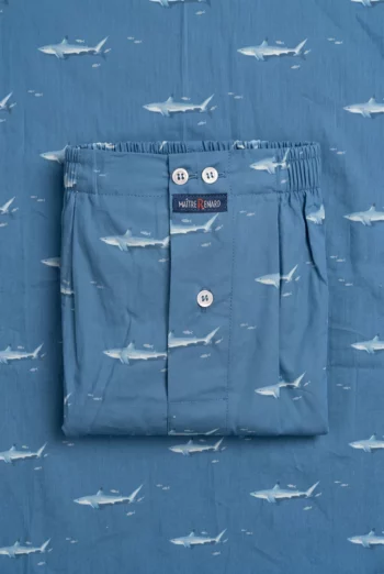 Vue détaillée : Caleçon homme classique - Requins (Réf : 2430000016004) en popeline de coton ( coton léger ). Vêtement de type homme. Maître Renard.