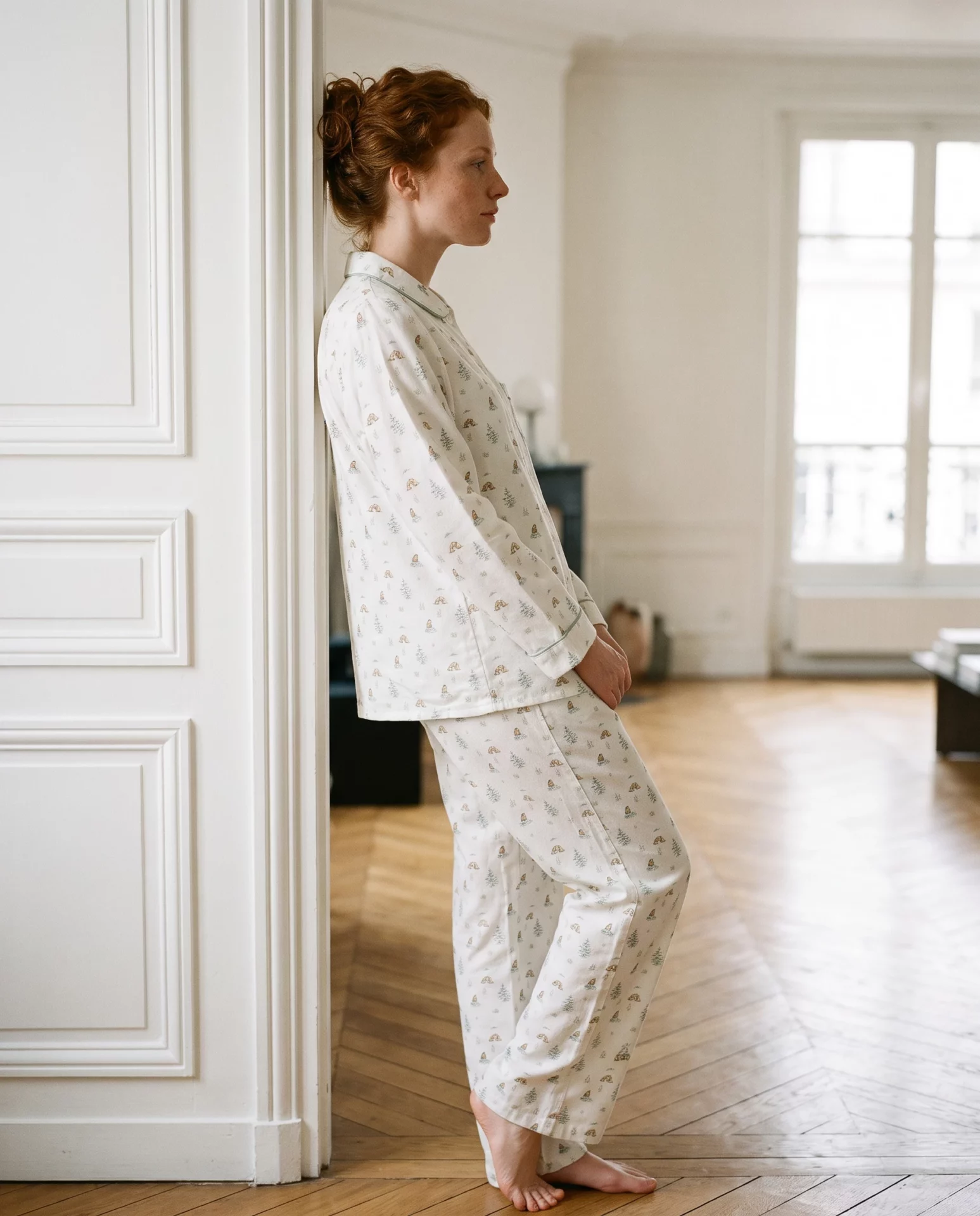 Vue d'ensemble : Pyjamas longs femme - Marmottes (Réf : 2430000016554) en flanelle de coton ( coton chaud ). Vêtement de type femme. Maître Renard.